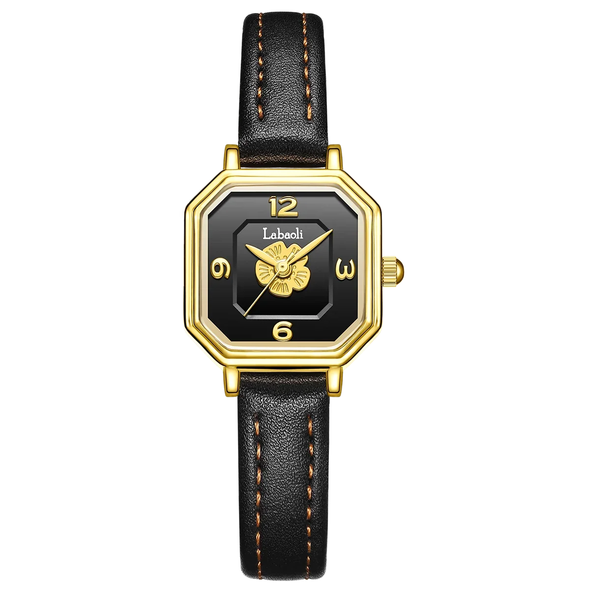 

Flower Dial Watch for Women Quartz Wristwatch Luxury Ladies Clock Square Case Shape Elegant Style Leather Reloj Gold Black Reloj