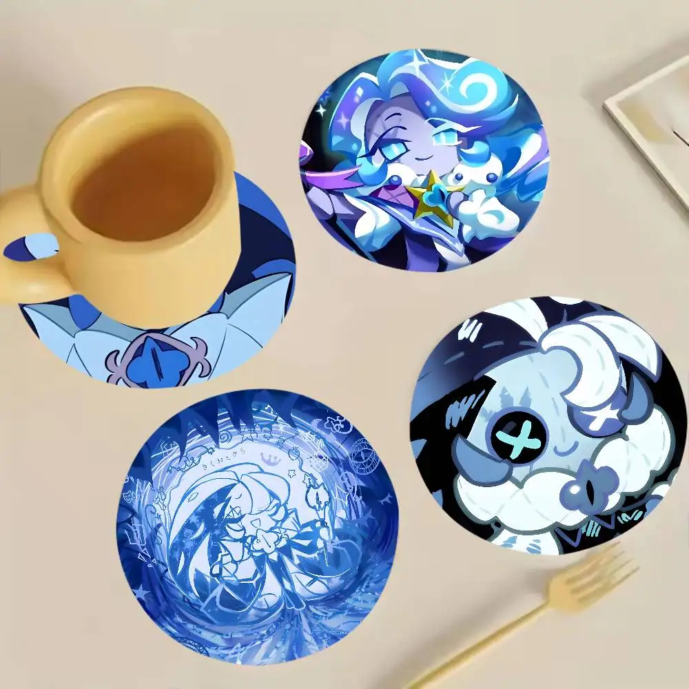 S-Shadow Milk Cookie Round Wooden Coaster Decorative Coffee Cup for Use in Coffee Shops Bars