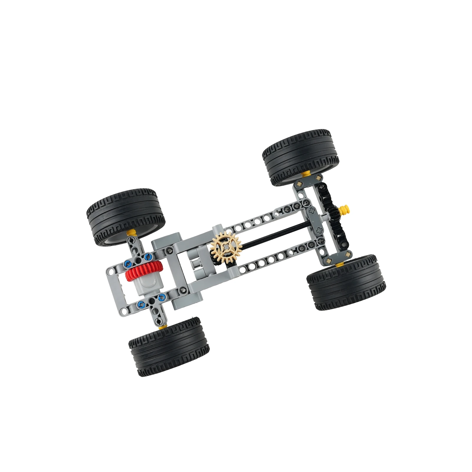 MOC-88745 Modifiable Base Vehicle Chassis Building Blocks Simple Car Chassis with Differential Wheels Steering Adjust Toys Gift