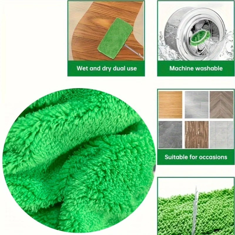 Suitable for Swiffer Flat Mop Cloth Absorbent Sponge Replacement Cloth Cover Household Dry and Wet Rotary Mop Cloth for Bathroom