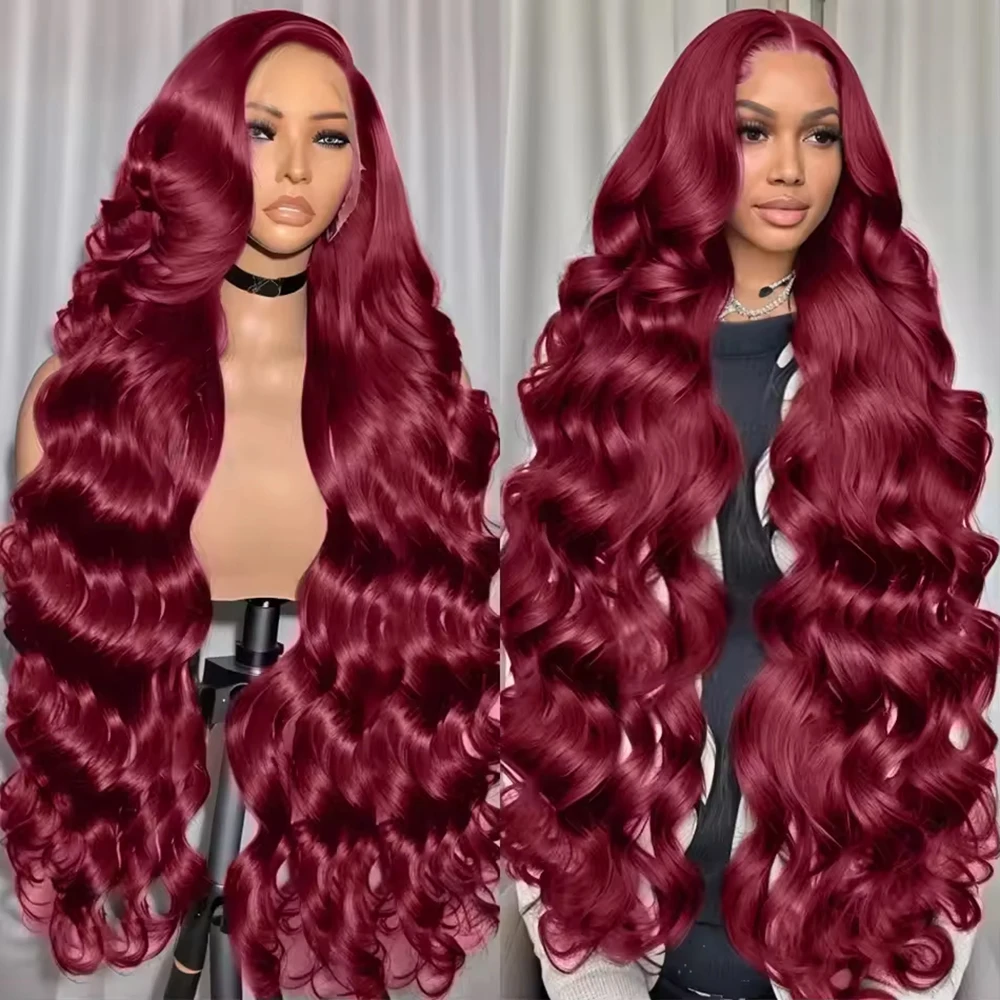 

99J Burgundy Human Hair 13x6 13x4 Lace Frontal Body Wave Wig Brazilian Wear Go 7x5 Glueless Wigs Human Hair For Women Preplucked