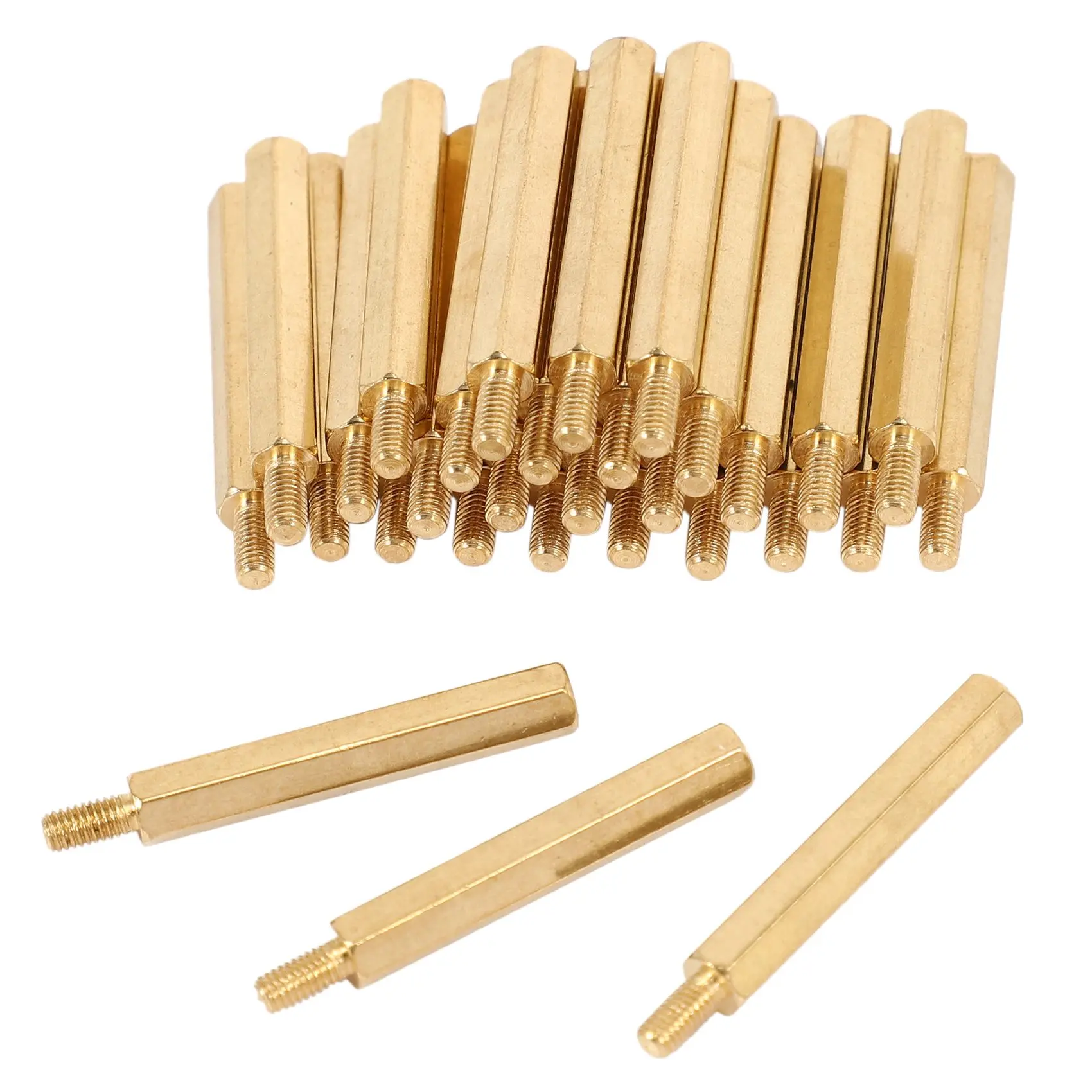 FTGT-30Pcs M3 3mm Male Female Brass PCB Spacer Hex Stand-Off Pillar 30mm
