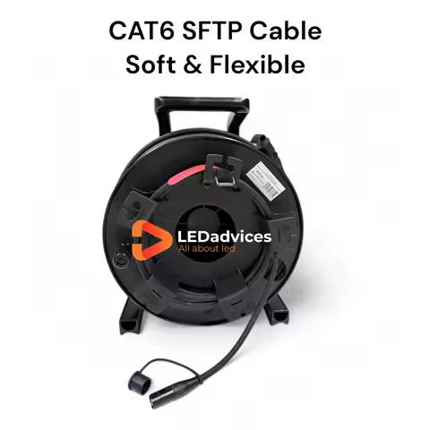 23AWG SFTP CAT6 Ultra Soft Ethernet Cable Double Shielded Gigabit Network Cable for Stage Lighting LED Display 30M 50M with Reel