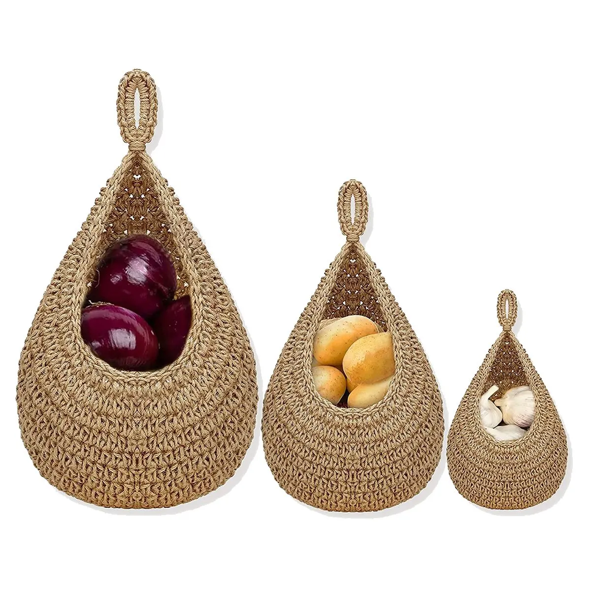 

Hanging Fruit Basket forKitchen, Hanging Wall Fruit Vegetable Baskets, Handwoven Decorative Hanging Kitchen Baskets