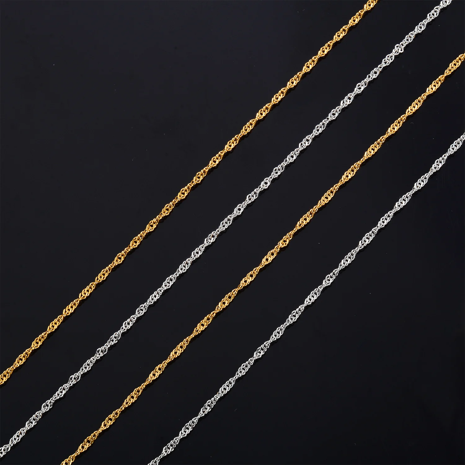 Winzige Wasserwellen-Ketten aus Edelstahl, anlaufbeständige Halskette, Großhandel für Modeschmuck-Zubehör – Detail 3