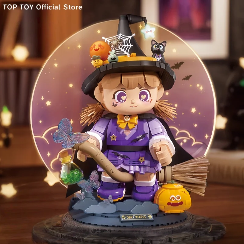 

Starry Night Dream Maker Building Blocks Small Particle Assembly Toy Figure Cute Magic Witch Model Ornament Halloween Gift