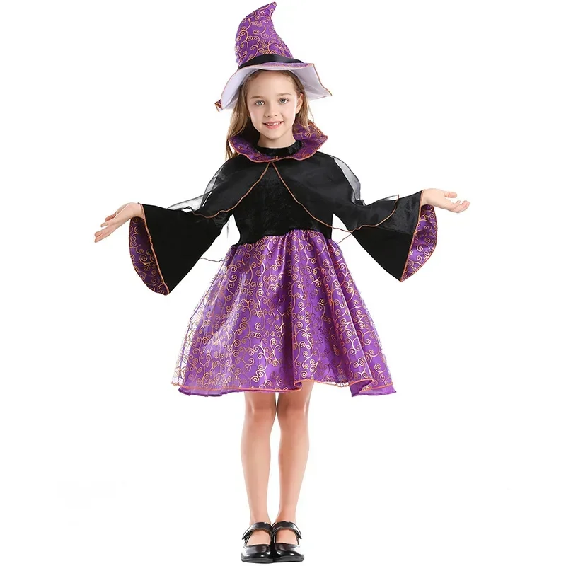 

Halloween Cosplay Witch Purple Children's Dress Magic Stage Performance Costume