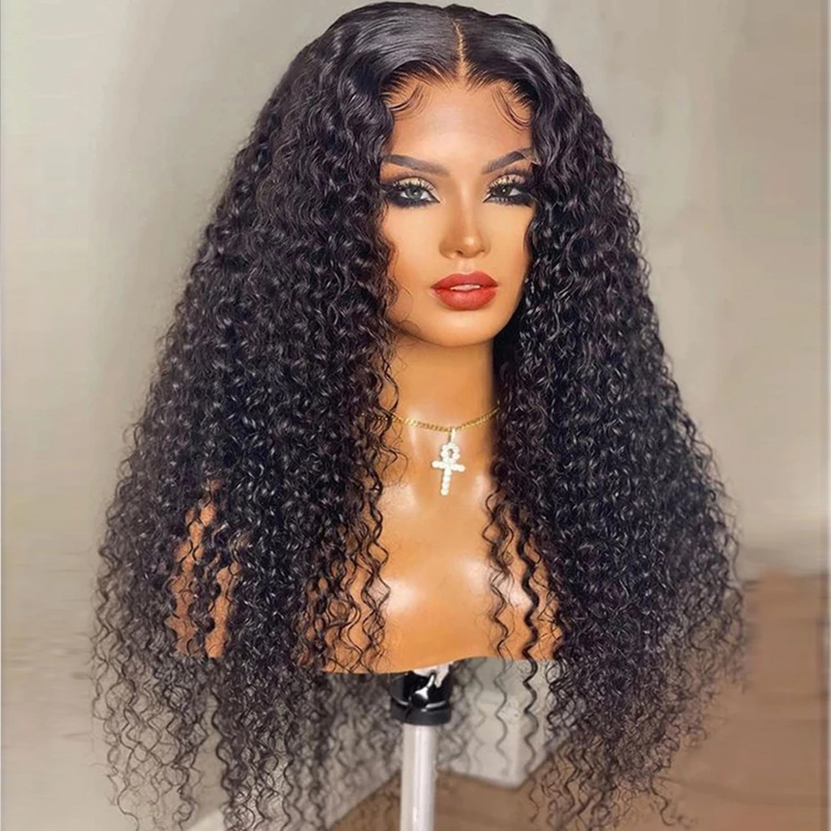 200Density 13x4 Lace Front Wig Deep Kinky Curly Human Hair Wigs Brazilian 4x4 Transparent Lace Closure Wigs For Women Bling Hair