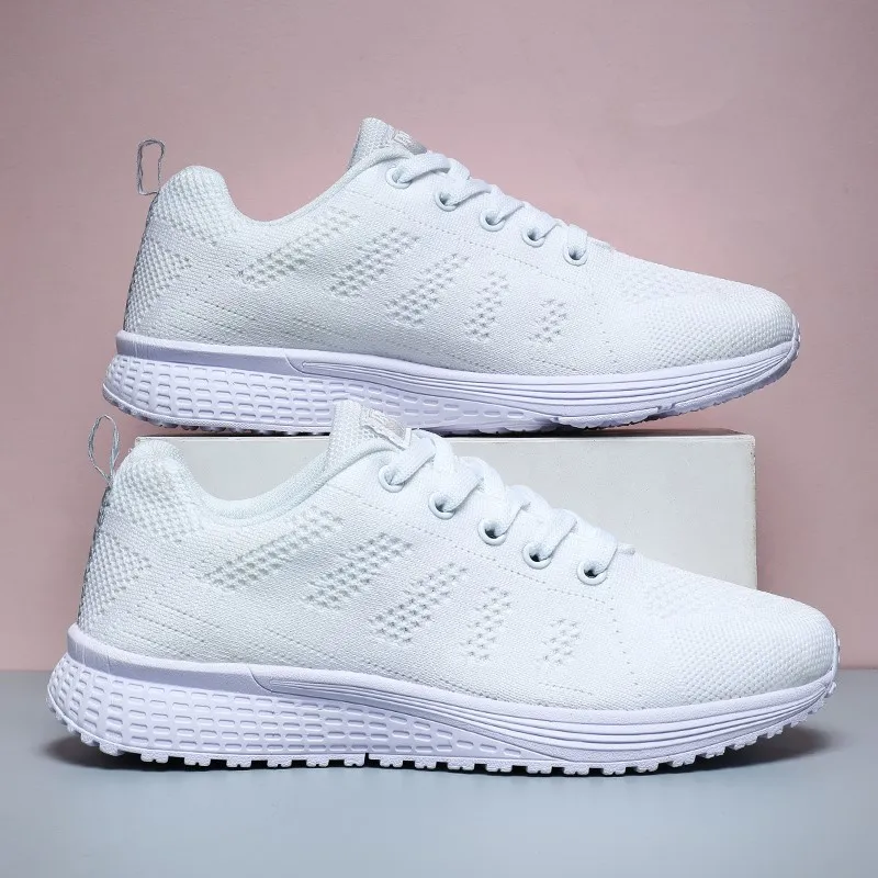 2023 New Breathable Men Sneakers For Women Fashion Soft Solid Women Sneakers Mesh Fabric Lace Up Couple Shoes Female Footwear