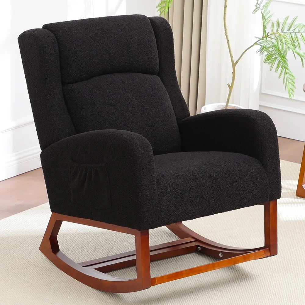 كرسي هزاز طائرة شراعية مريح لحضانات الأطفال، كرسي مريح بذراعين مجنح مع مسند للقدمين وجيب جانبي للأمهات