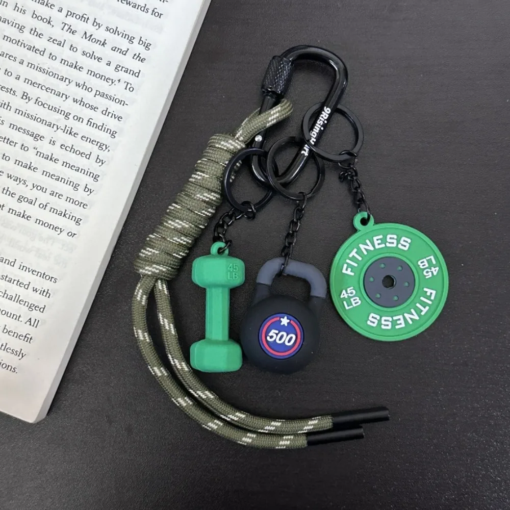 

Mini Barbell Plates Keychain with D-shaped Buckle Kettlebells Simulation Dumbbells Keyring Bag Charm Water Cups