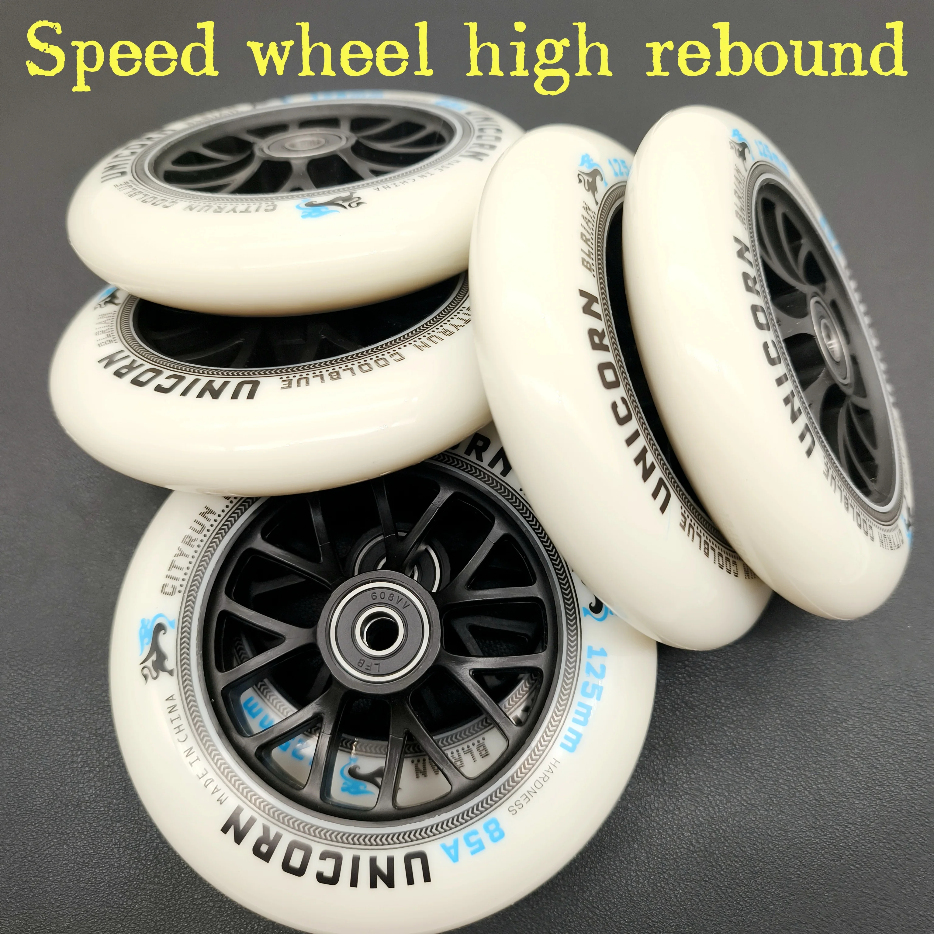 Speed wheel high rebound 125mm 125x24mm 85a pu material bearing 608rs 6wheels/lot