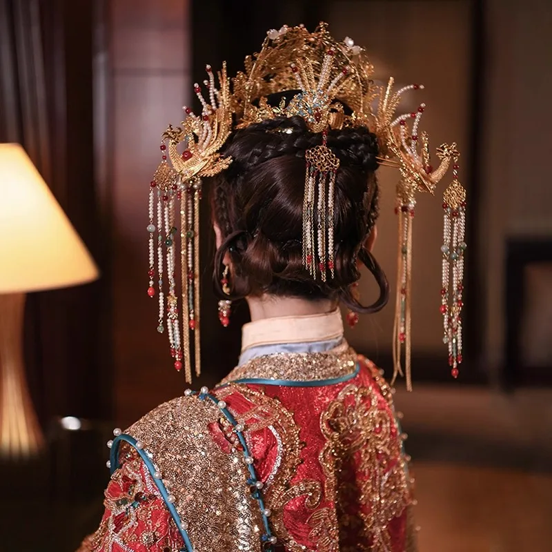 Couvre-chef de style Y Ming, mariée de style chinois haut de gamme, couronne de phénix de mariage Han, accessoires de mariage luxueux