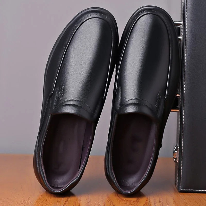 Men\'s Leather Shoes Casual Round Head Business Party Dresses Loafers Comfortable Lightweight Oxfords Zapatos Hombre De Vestir