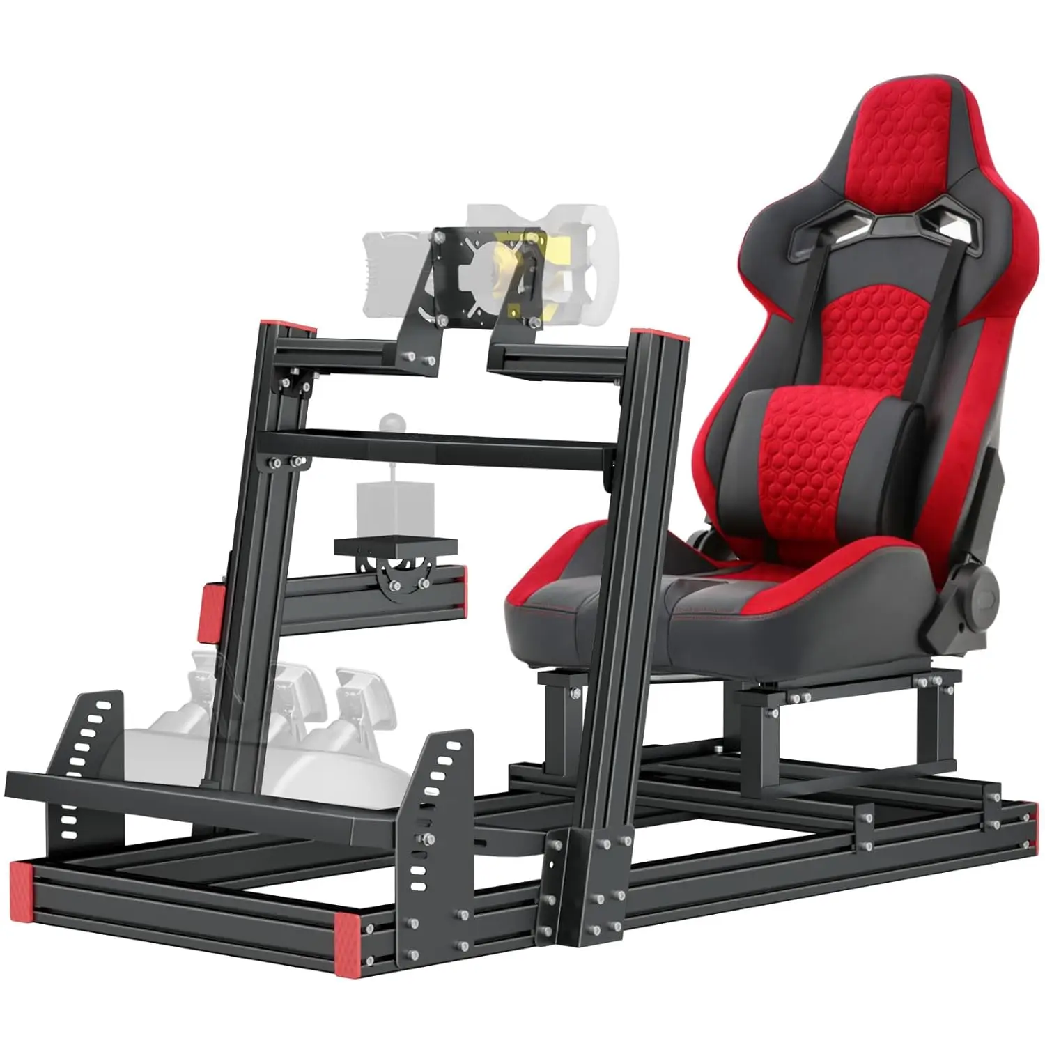 Racing Simulator Cockpit: Elite Series Racing Seat, Adjustable Stand,for Logitech/Thrustmaster/Fanatec (No Wheel/Pedals/Shifter)