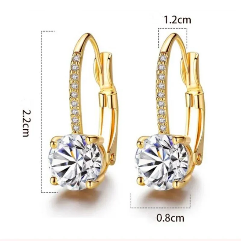 New style 925 sterling silver earrings zircon crystal simple geometric design luxury jewelry for women engagement party gifts