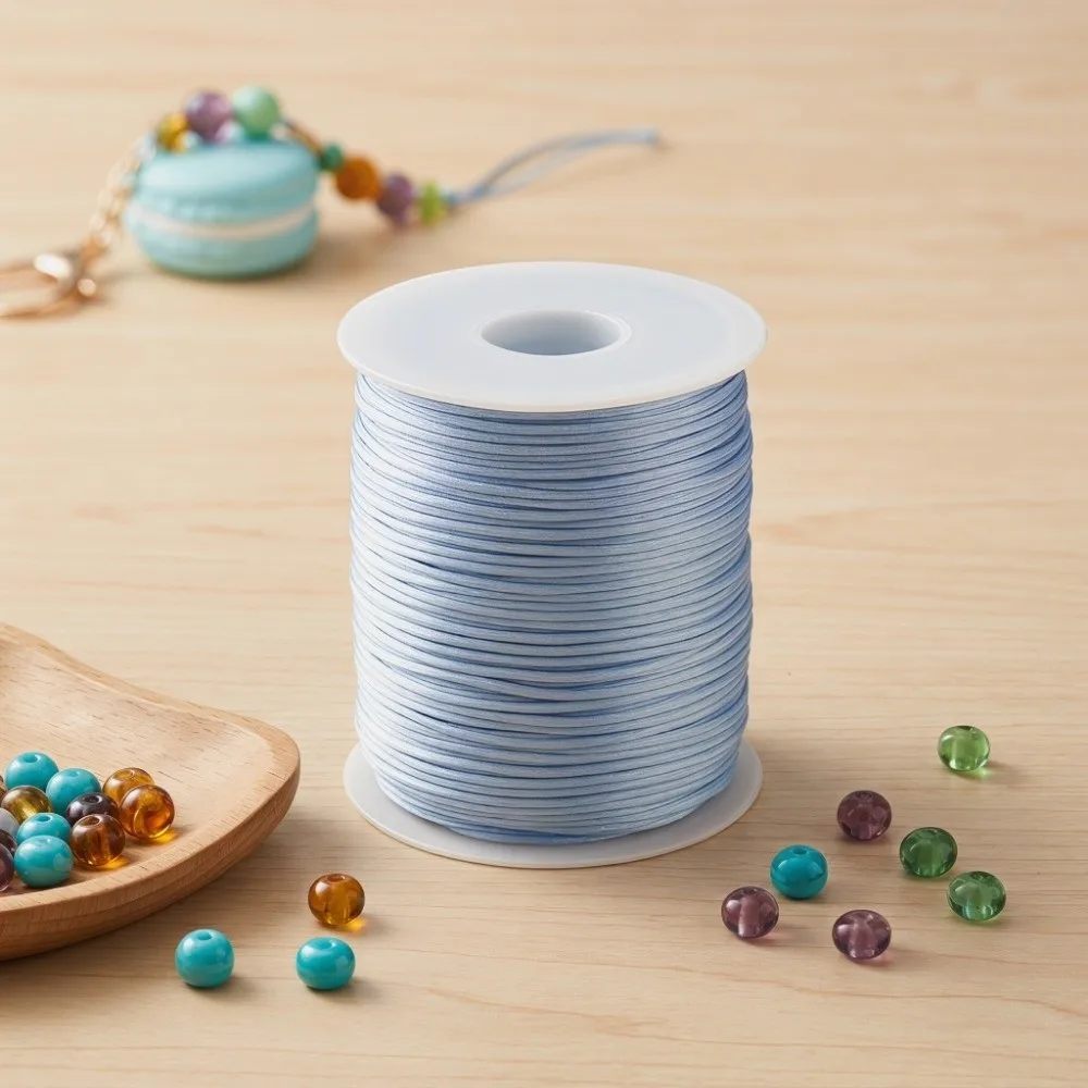 

100m Braided Satin 1.5mm Satin Rattail Cord Silky Trim Durable Braided Cord Solid Color Smooth Silk Rope Jewelry Making