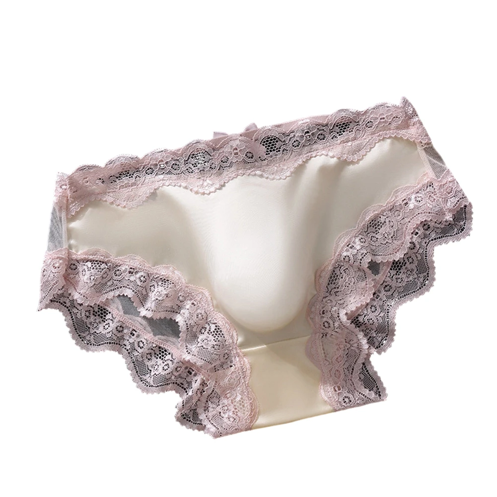 Men's Sexy Lace Hot Lingiere Ice Silk Briefs Underwear 3D Bulge Pouch Bikini Sexy Accessories Hot UnderpantsHigh Elastic Panties