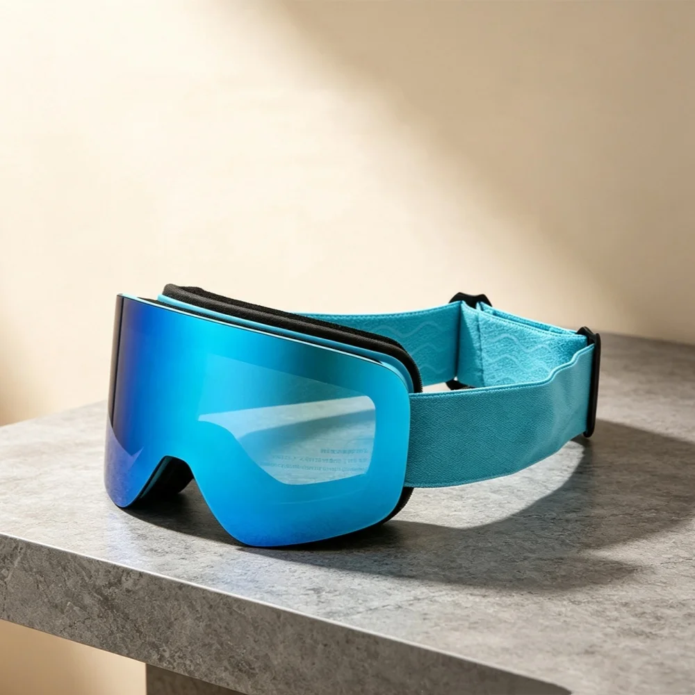 Double layer anti fog ski goggles with anti slip head and cylindrical large field of view, capable of blocking myopia, adult sno