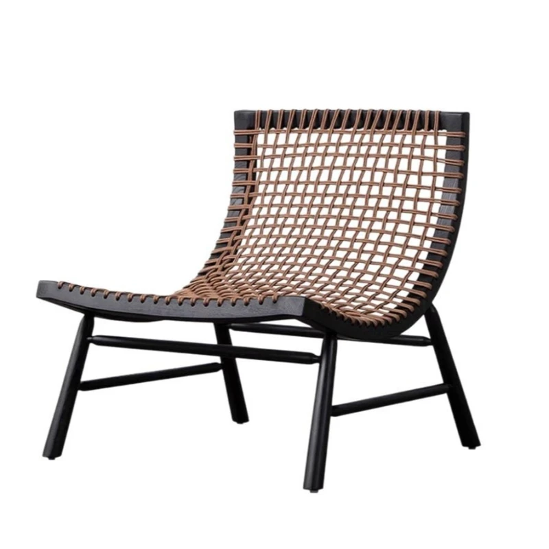 Retro design wooden moon rope chair leisure chair living room simple modern single