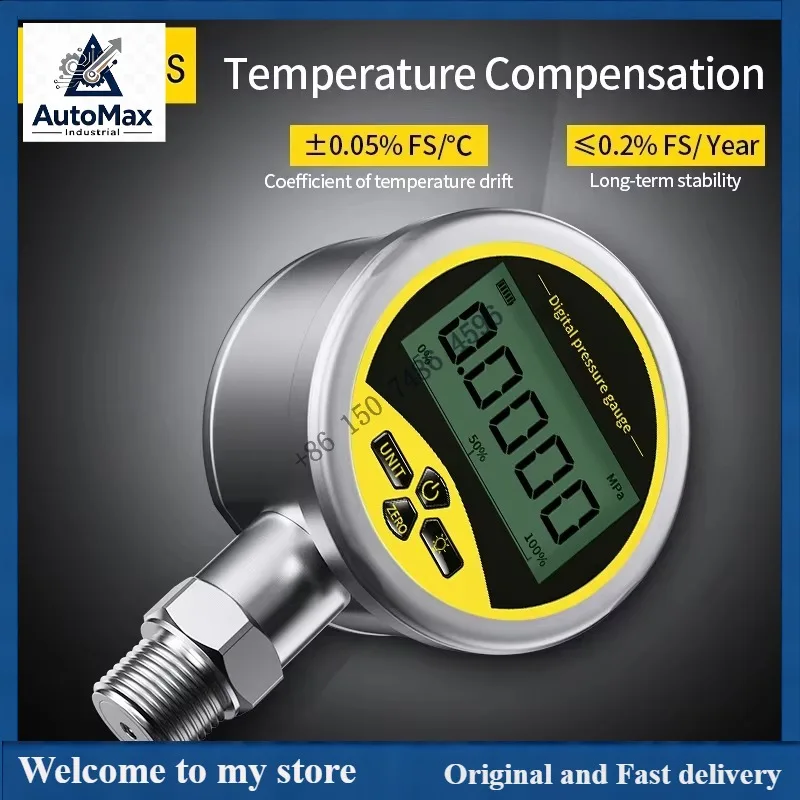 Digital  Manometer -0.1-60Mpa Digital  Gauge 80mm  Manometer M20*1.5 0.2% SS304 Digital  Gauge
