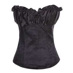 Corsets Bustiers Floral Lace Tops For Women Vintage Sexy Corset Gothic Satin Zip Side Corselet Overbust Plus Size Korset Outfit
