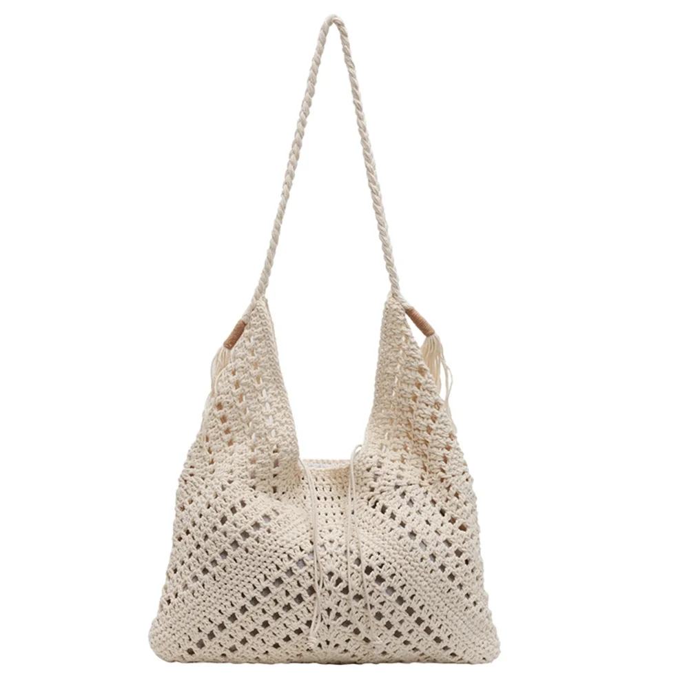 

Large-capacity Woven Bag For Women, Suitable For Summer Beach Vacation, Single Shoulder Beach Tote Bag