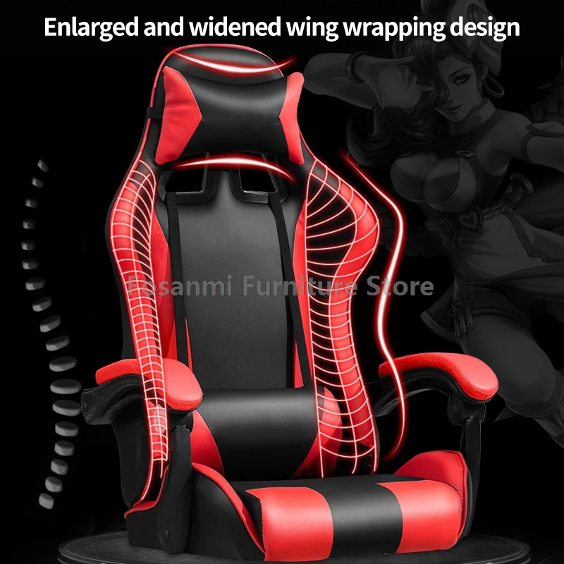 Cadeira de mesa reclinável para jogos em casa, altura ajustável, cadeira giratória de escritório, ergonômica, gamer, computador, com braços e encosto de cabeça