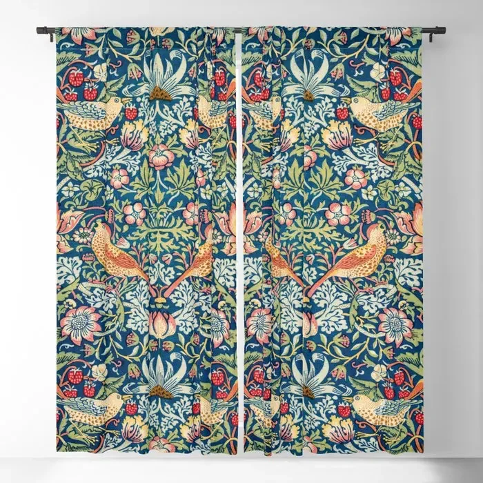 Strawberry Thief By William Morris Blackout Curtains 3D Print Window Curtains For Bedroom Living Room Decor Window Treatments