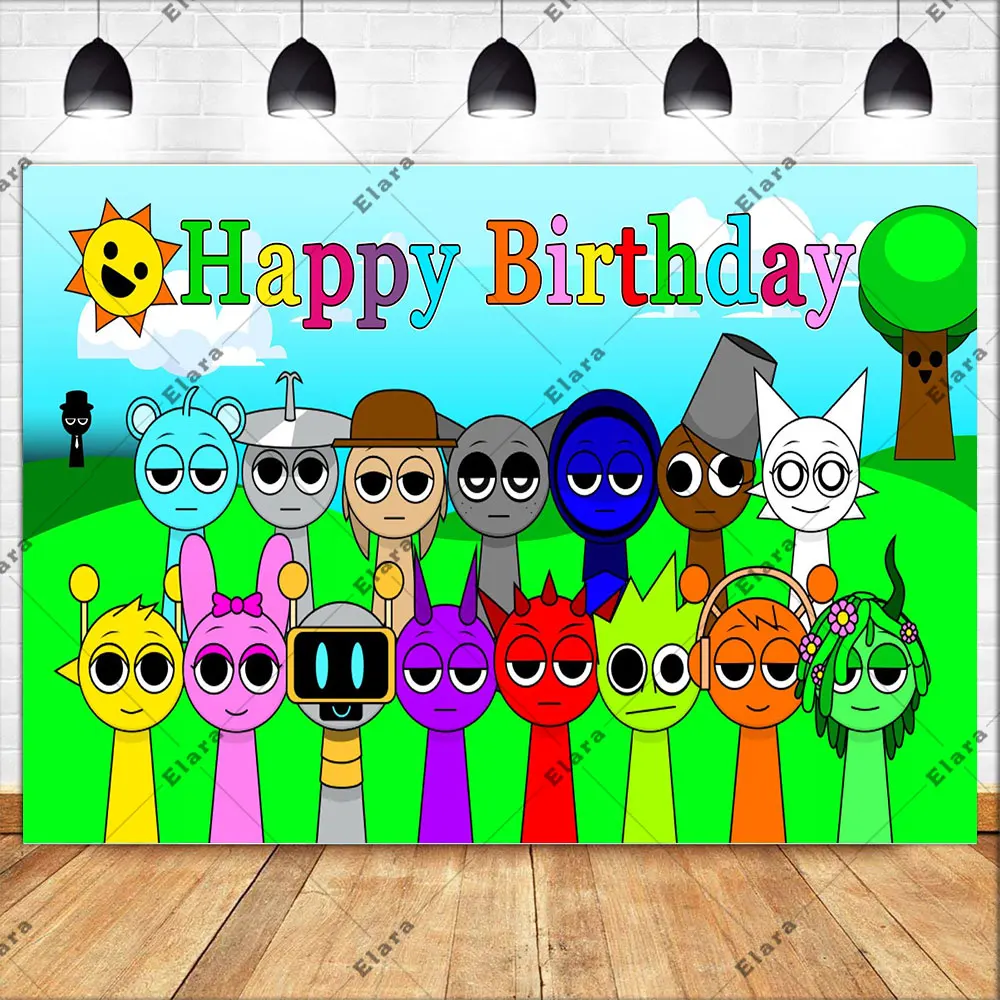 Cartoon Hot Game Incredibox-Sprunki Children's Birthday Party Decor Baby Shower Background Banner Photo Shoot Props Kids Gifts