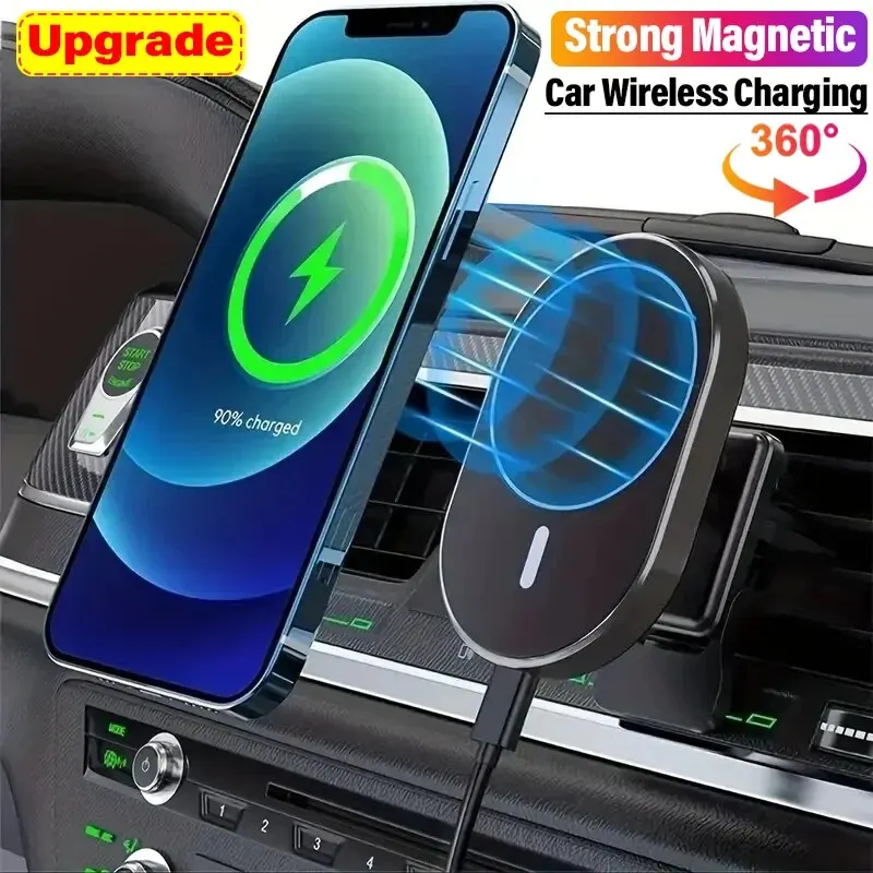 Magnetic Car Wireless Charger Macsafe for iPhone 12 13 14 15 Pro Max Air Vent Car Phone Holder Stand Fast Car Charging Station