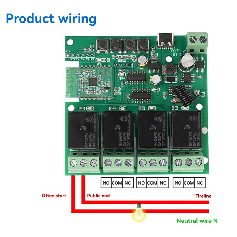 -A90P para ewelink app compatível módulo de interruptor de relé wi-fi inteligente 4 canais ac/dc 7-32v tipo-c 5v 433mhz controle remoto