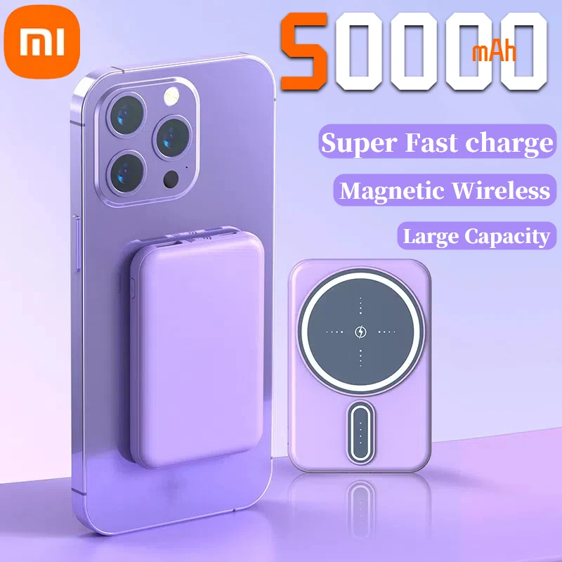 Xiaomi 50000mAh Magnetic Power Bank Wireless Portable High Capacity Ultra-Thin Super Fast Charging Powerbank For iPhone Huawei