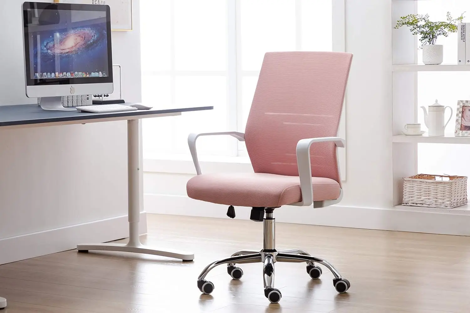 

Brio Swivel Office Chair With Adjustable Height, Mesh Back, Supportive Seat And Sturdy Chrome Legs (Great For Homes And Offices