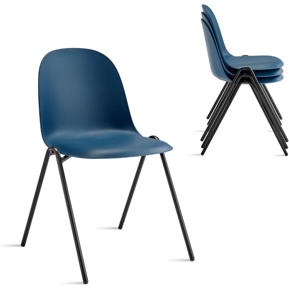 

Contemporary Minimalist Stackable Plastic Dining Chair with Metal Leg, Quick Assembly, Suitable for Indoor and Outdoor cafes