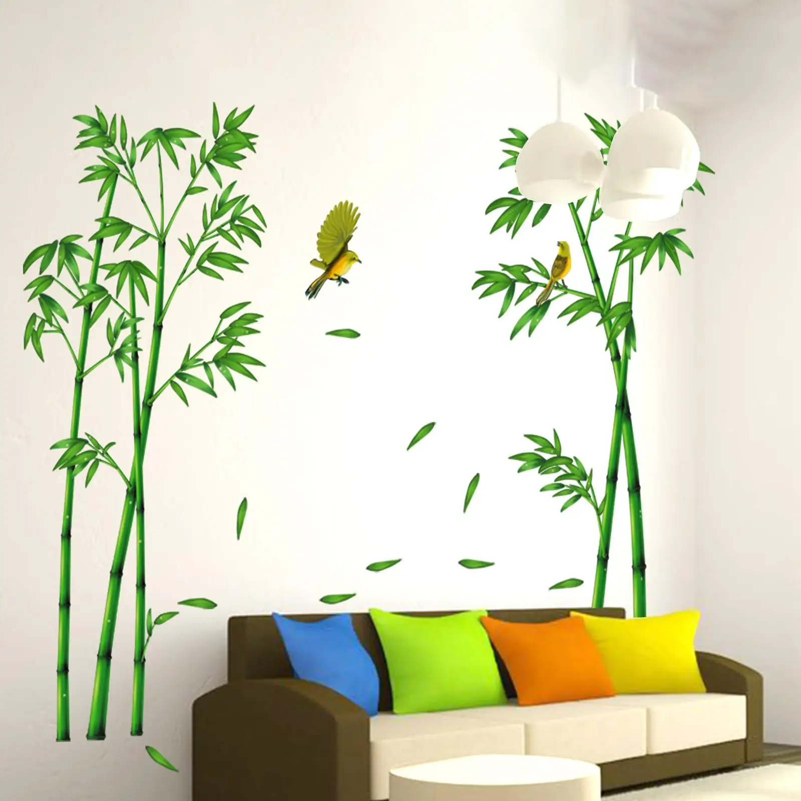 2 Pieces Wall Art Decals Bamboo Forest Wall Art Stickers for