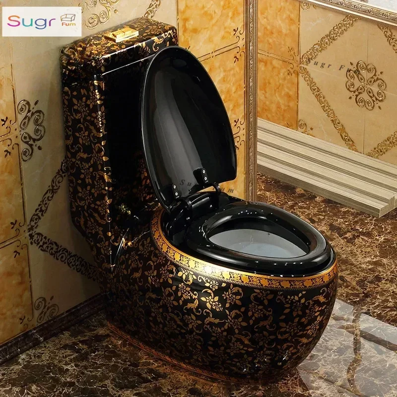 

European new classic gold toilet, home egg shape, creative personality, black toilet, water saving color toilet