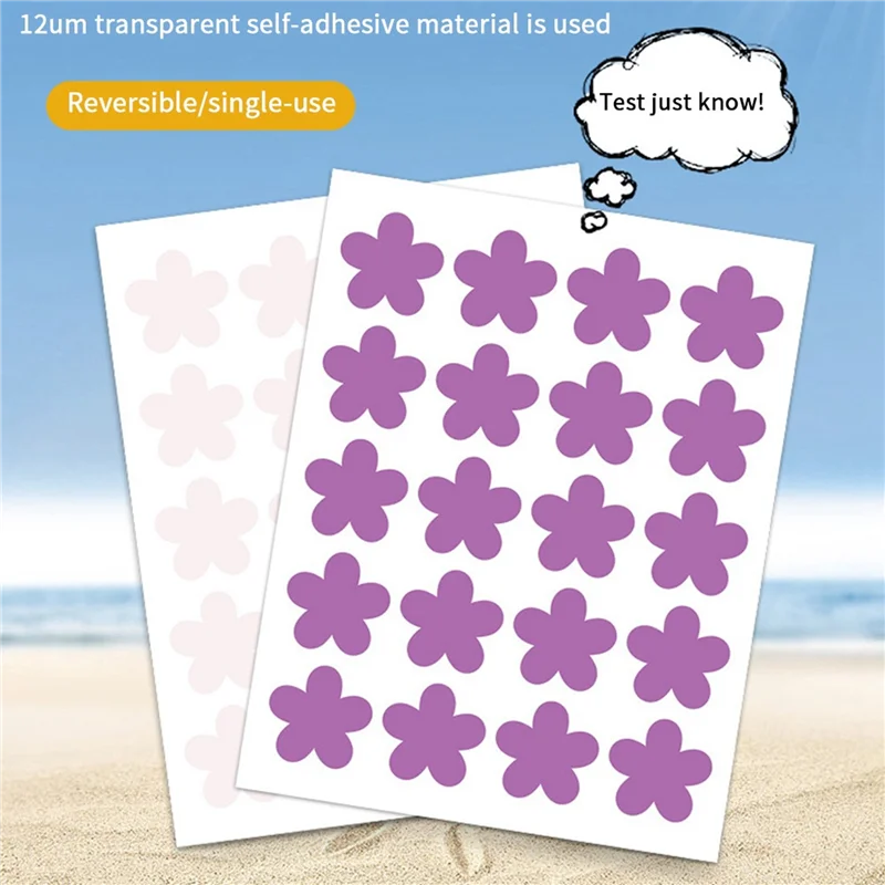 A59E-Purple ملصقات الأشعة فوق البنفسجية PET ملصقات الأشعة فوق البنفسجية للوقاية من الشمس، ملصقات رقع الشمس على شكل زهرة 15 مم للحماية من الأشعة فوق البنفسجية أرجواني (12