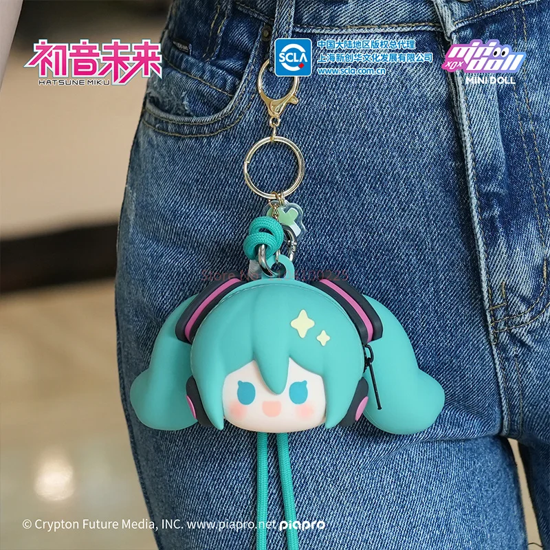 DisponibileOriginale Anime Hatsune Miku Portafoglio in morbido silicone Portafoglio Happy Headset Portachiavi Monete carine Borsa portaoggetti Portafoglio con ciondolo Regalo