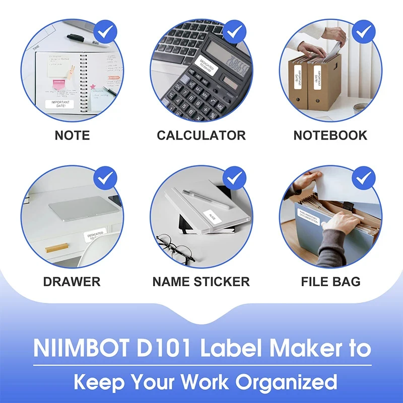 Niimbot D101 Mini Portable Sticker Bluetooth Printer Thermal Printer Stickers Self-Adhesive Label For Phone Tablet Office Home