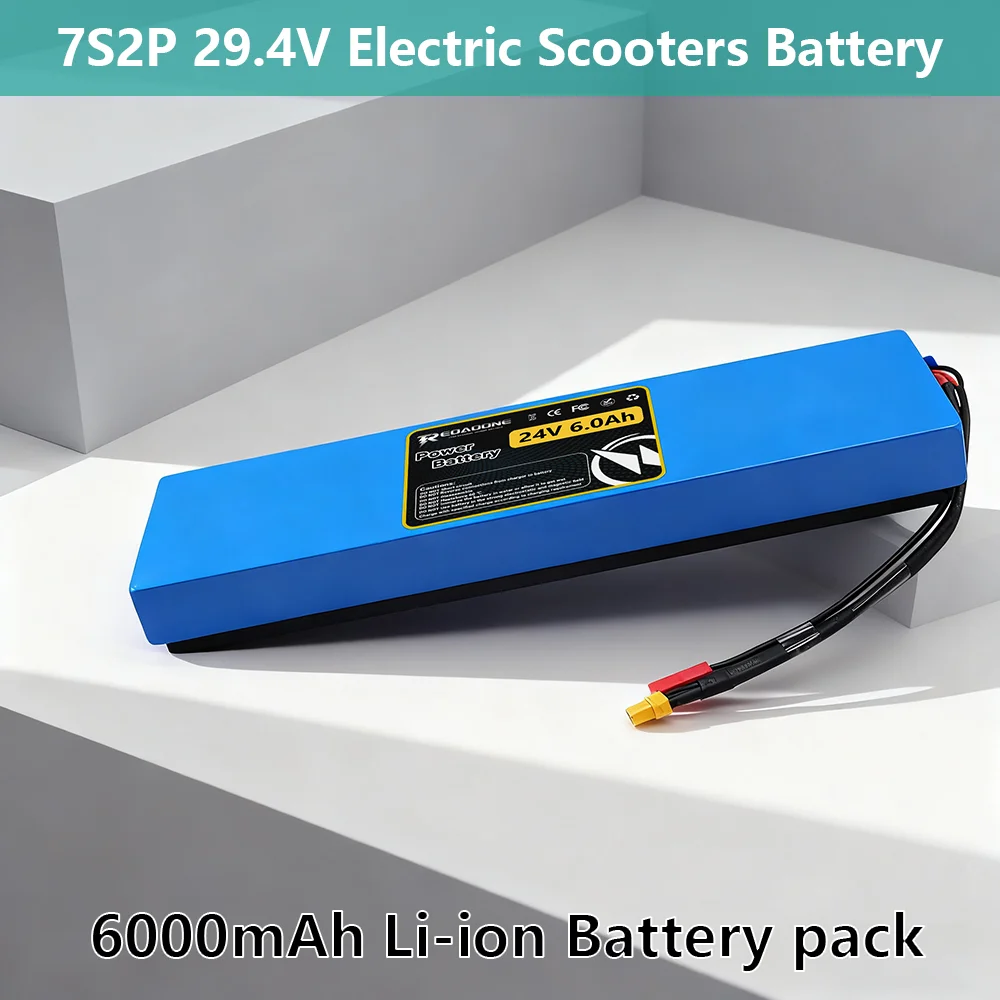 

24V 6Ah Lithium-ion Battery for E-Scooter Long Life Lightweight Safe Design Rechargeable Battery Pack with BMS Protection