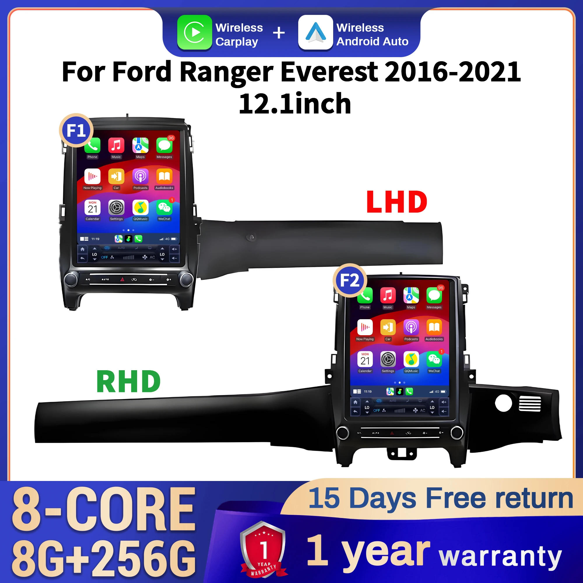 

Hot Sales12.1 inch Android 14 For Ranger Everest 2016-2021 Car Radio Wireless Bluetooth CarPlay Multimedia Head Unit Touch