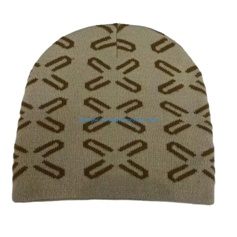 

E56A Teens Jacquard Pattern Knitted Hat Ear Protecting Winter Driving Hat for Girls