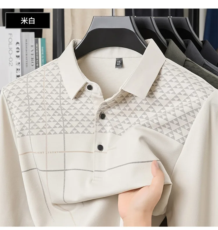 

2025 Men's Warm and Casual Long Sleeved Polo Shirt for Autumn and Winter