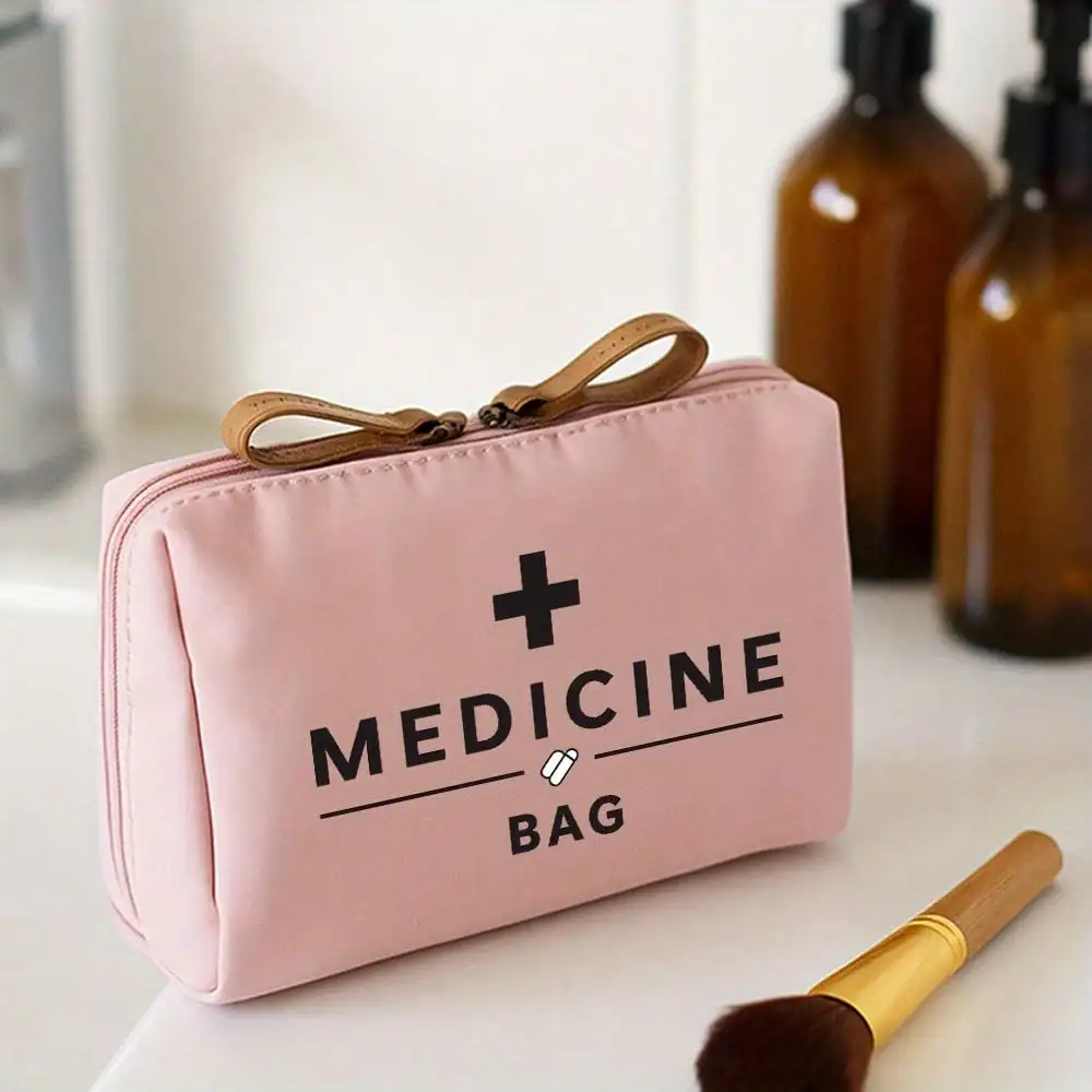 Mini Portable Handheld First Aid Pouch Empty Medicine Bag for Home Car Outdoor Camping Travel Family Medical Drug Pill Storage