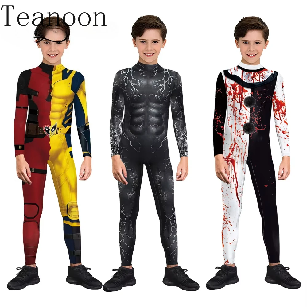 

Teanoon Kids Superhero Moive Cosplay Costume Halloween Party Bodysuits Performance Dress Up