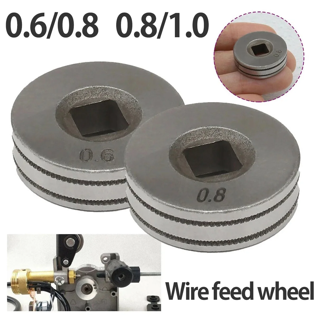 Knurled Groove Wire Roll Wheel 0.6-0.8mm/0.8-1.0mm Stainles Steel Welding Line Feeding Roll Compatible with MIG Welder Equipment