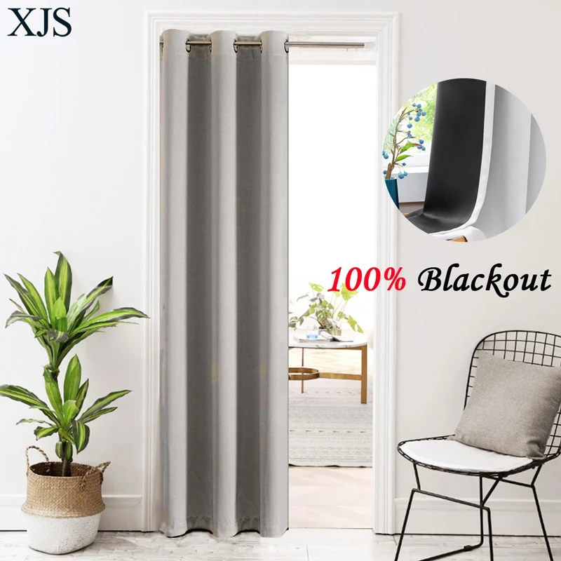 

Doorway Curtain Solid Blackout Curtains Thermal Insulated Door Curtain for Closet Room Divider Grommet Drape for Bay Window 1 Pc