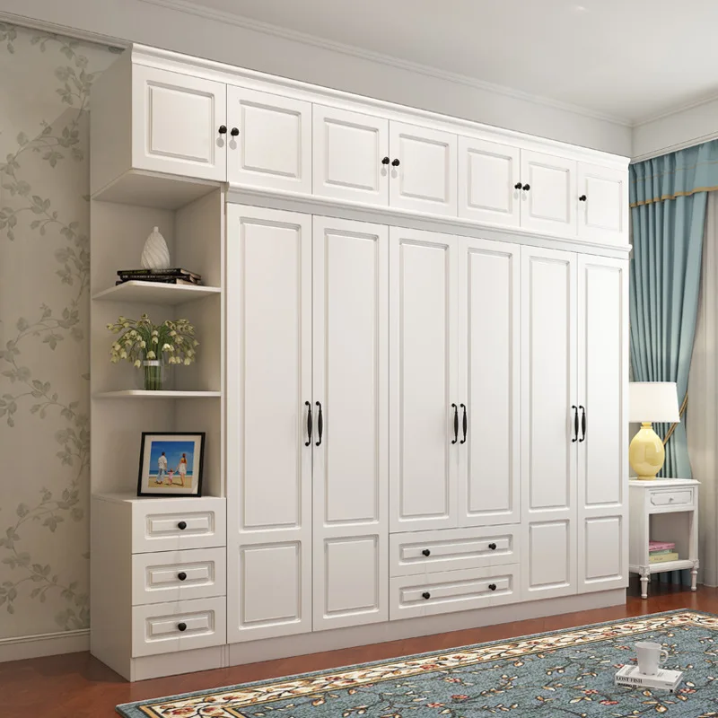 Wardrobe Modern simple Cabinet Household Assembly 456 door bedroom large wardrobe plus Top Cabinet