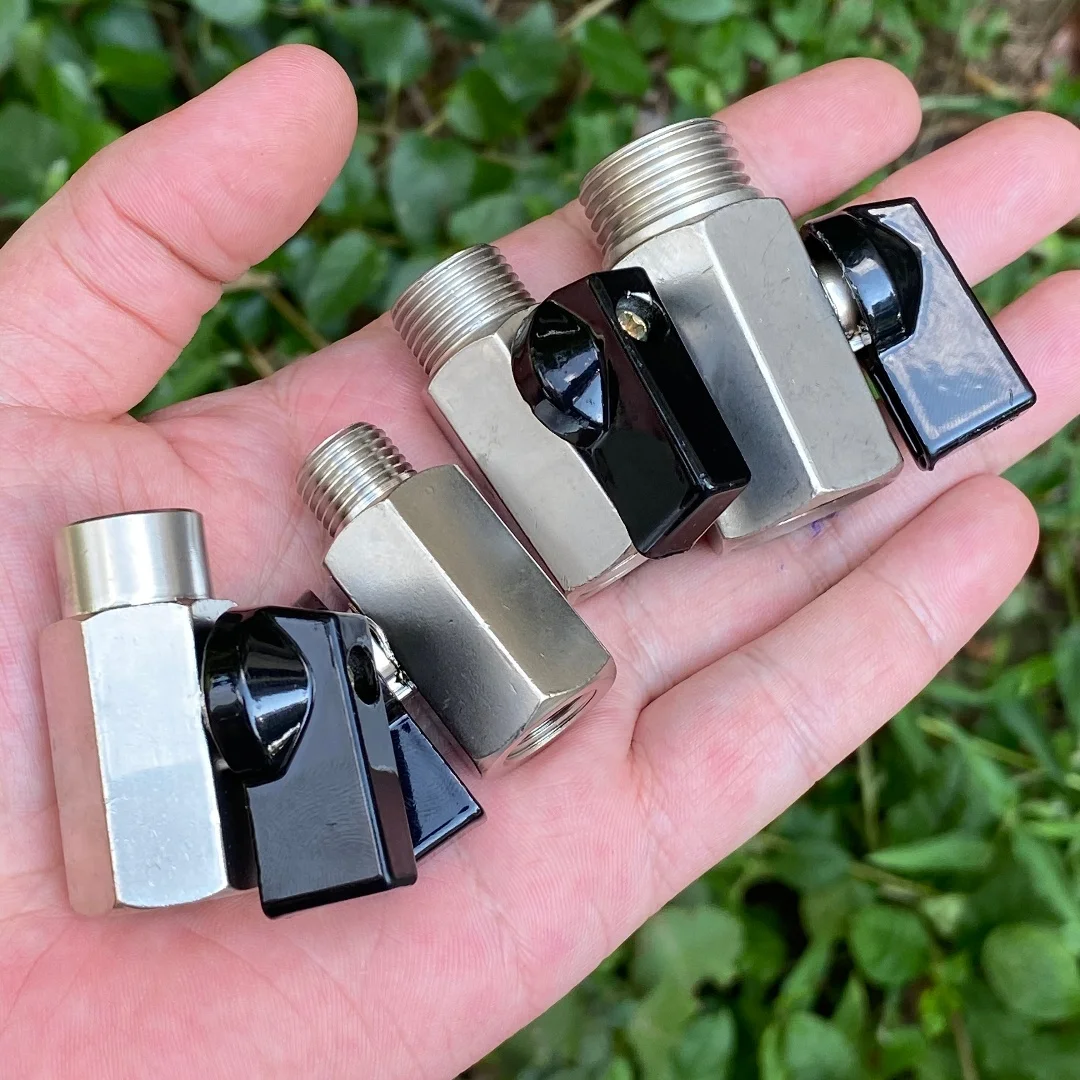 صمام كروي بمقبض صغير مع صمام كروي BSP 1/4، 3/8، 1/2 ذكر إلى أنثى لضاغط الهواء، صمام إيقاف تشغيل/إيقاف زيت الغاز المائي #2